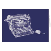 Vintage keyboard and mouse note card