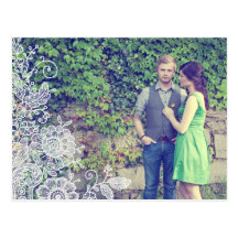 Vintage Lace Photo Save the Date Postcard