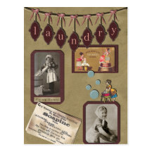 Vintage Laundry Day Postcard