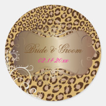 Vintage Leopard pearl swirls wedding stickers