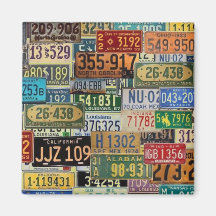 Vintage License Plates Fridge Magnet
