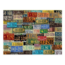 Vintage License Plates Post Cards