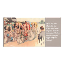 Vintage Litho Drawing Bicycle Race Personalised Photo Card