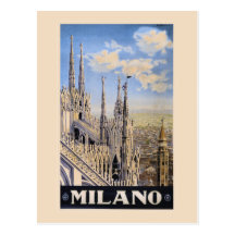 Vintage Litho Travel ad Milan Italy Post Cards