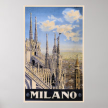 Vintage Litho Travel ad Milan Italy Posters