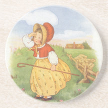 Vintage Little Bo Peep Mother Goose Nursery Rhyme Coasters