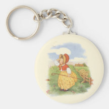 Vintage Little Bo Peep Mother Goose Nursery Rhyme Key Chain