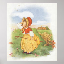 Vintage Little Bo Peep Mother Goose Nursery Rhyme Poster