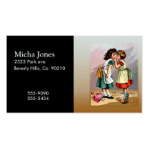 Vintage Little Girls Doll Quarrel Business Card Templates