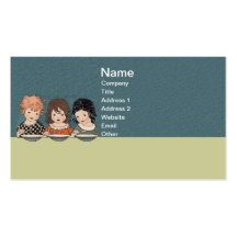 Vintage Little Girls Eating Soup Three Sisters Business Card Templates