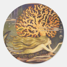 Vintage Little Mermaid Ocean Coral Fairy Tale Stickers