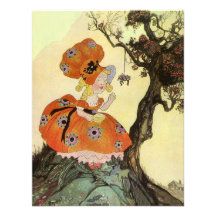 Vintage Little Miss Muffet w Spider Nursery Rhyme Invitations