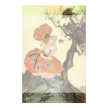 Vintage Little Miss Muffet w Spider Nursery Rhyme Custom Stationery