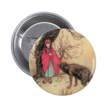 Vintage Little Red Riding Hood by Warwick Goble Button