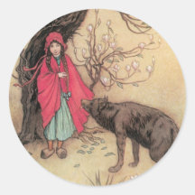 Vintage Little Red Riding Hood by Warwick Goble Sticker