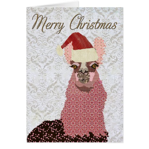 Vintage Llama Merry Christmas Card