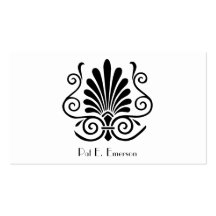 Vintage look art deco plume pattern black on white business card templates