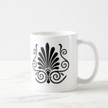 Vintage look art deco plume pattern black on white mug