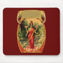 vintage Lotus Flower Hindu Goddess Lakshmi Mouse Pads