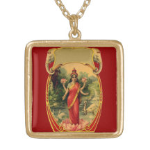 vintage Lotus Flower Hindu Goddess Lakshmi Pendants