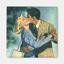 Vintage Love and Romance, Christmas Dance Refrigerator Magnet