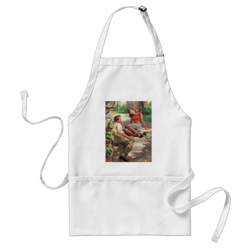 Vintage Love and Romance College Coed Students Apron