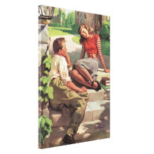 Vintage Love and Romance College Coed Students Gallery Wrap Canvas
