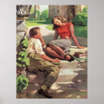 Vintage Love and Romance College Coed Students Print