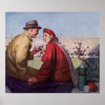 Vintage Love and Romance, Couple at Football Game Posters