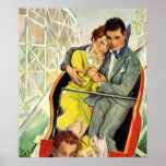 Vintage Love and Romance, Roller Coaster Ride Poster