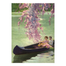 Vintage Love and Romance, Romantic Canoe Ride Invites