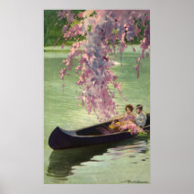Vintage Love and Romance, Romantic Canoe Ride Print