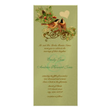 Vintage Love Birds Chickadees Wedding Invitation