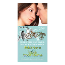 Vintage Love Birds Save the Date  Your Photo Photo Card Template