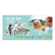 Vintage Love Birds Save the Date  Your Photo Custom Photo Card