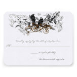 Vintage Love Birds White Flowers Branch Wedding Announcement