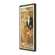 Vintage Love Romance, Art Nouveau, Alphonse Mucha Stretched Canvas Print