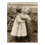 Vintage Love Romance, Children Kissing, First Kiss Post Card