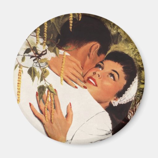 Vintage Love Romance, Couple in a Loving Embrace Magnets