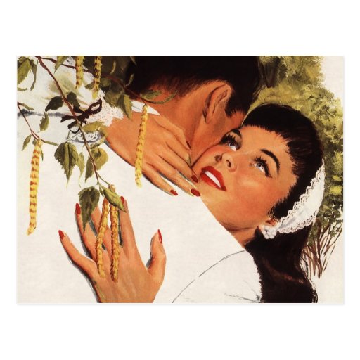 Vintage Love Romance, Couple in a Loving Embrace Postcards