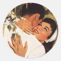 Vintage Love Romance, Couple in a Loving Embrace Sticker