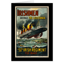 Vintage Lusitania Poster  Irishmen Avenge! Card