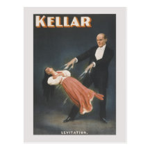 Vintage magic trick: levitation postcard
