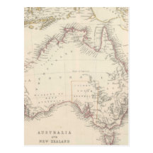 Vintage Map of Australia (1848) Post Card