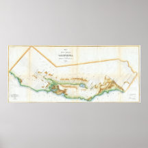 Vintage Map of California (1854) Poster