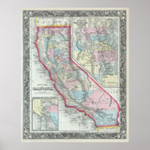 Vintage Map of California (1860) Posters