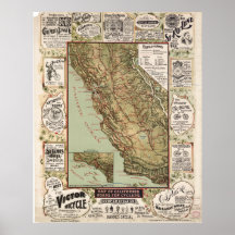 Vintage Map of California Roads Posters