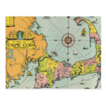 Vintage Map of Cape Cod Postcards