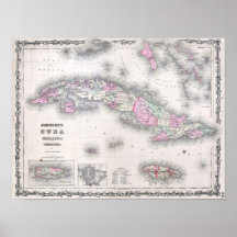 Vintage Map of Cuba (1861) Poster