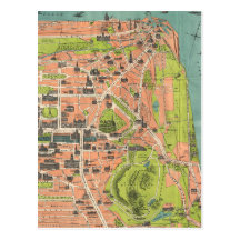 Vintage Map of Edinburgh Scotland (1935) Postcards